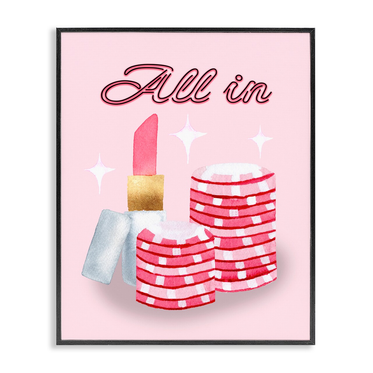 Stupell Industries All In Poker Chips & Lipstick Framed Giclee, design by Nina Jacobs